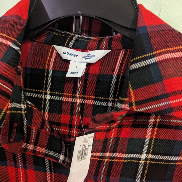 🔥NWT:🔥Women's Large Old Navy Holiday Colored Plaid Shirt - Picture 2 of 2